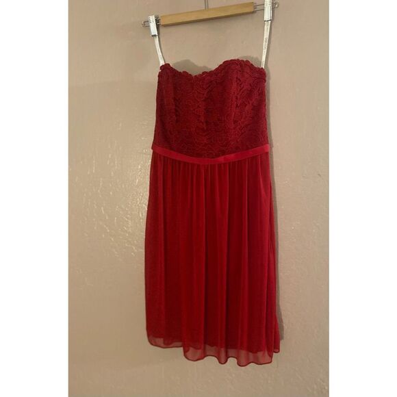 David’s Bridal Women’s SHORT STRAPLESS LACE Apple Dress Sz 4 - Picture 3 of 5